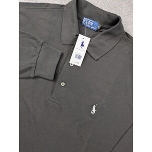 Polo Ralph Lauren Mens XL Long Sleeve Polo Shirt Black Cotton Pique NWT